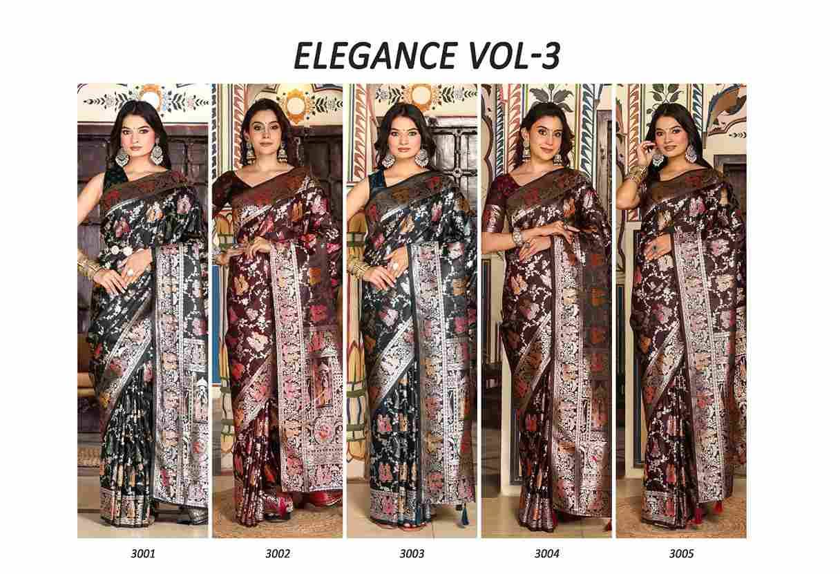 Elegance Vol-3 By Fashid Wholesale 3001 To 3005 Indian Traditional Wear Collection Beautiful Stylish Fancy Colorful Party Wear & Occasional Wear Silk Sarees At Wholesale Price