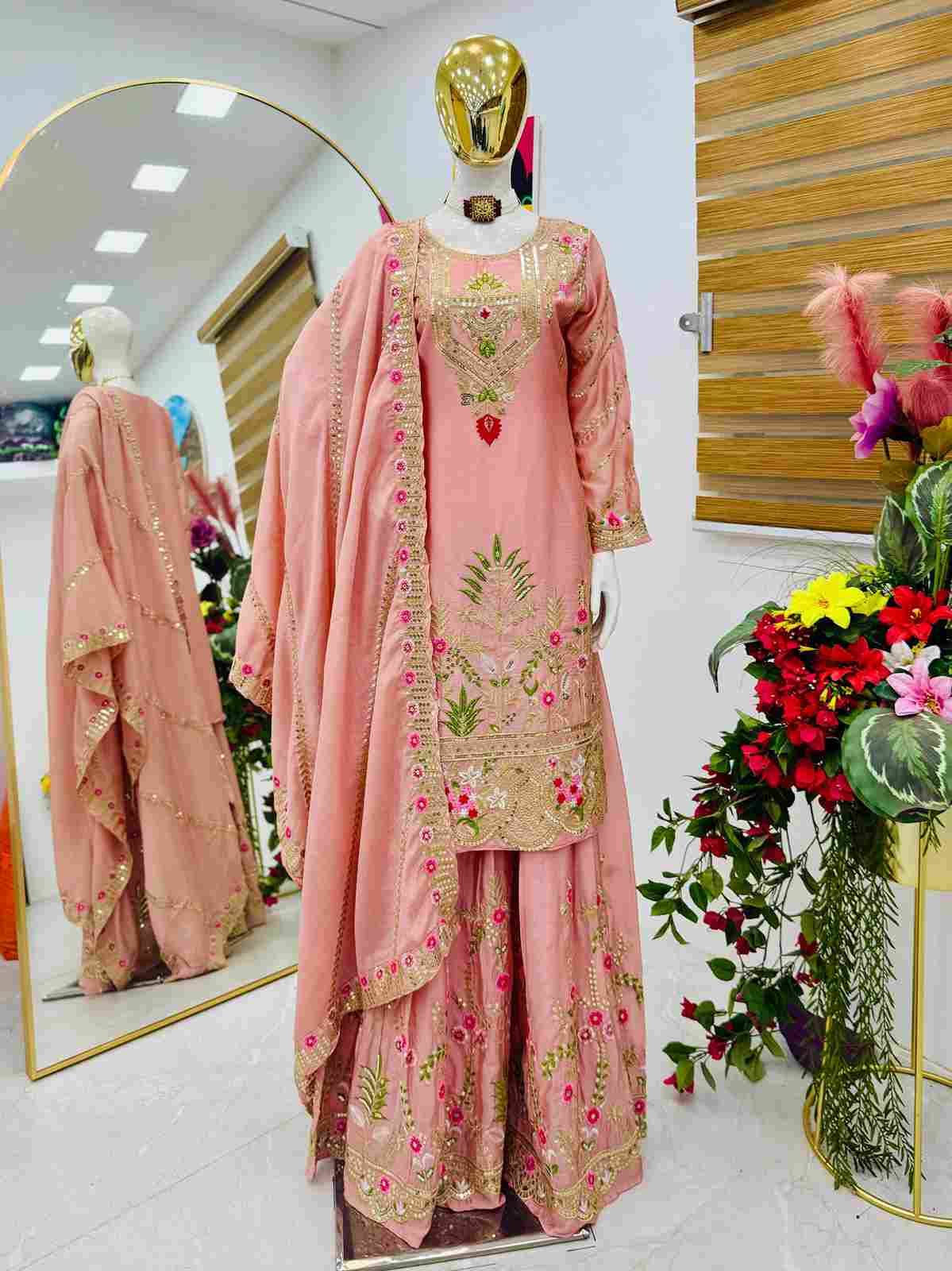 Zf-8001 By Fashid Wholesale 01 To 03 Series Beautiful Sharara Colorful Fancy Wedding Collection Occasional Wear & Party Wear Chinnon Silk Dresses At Wholesale Price