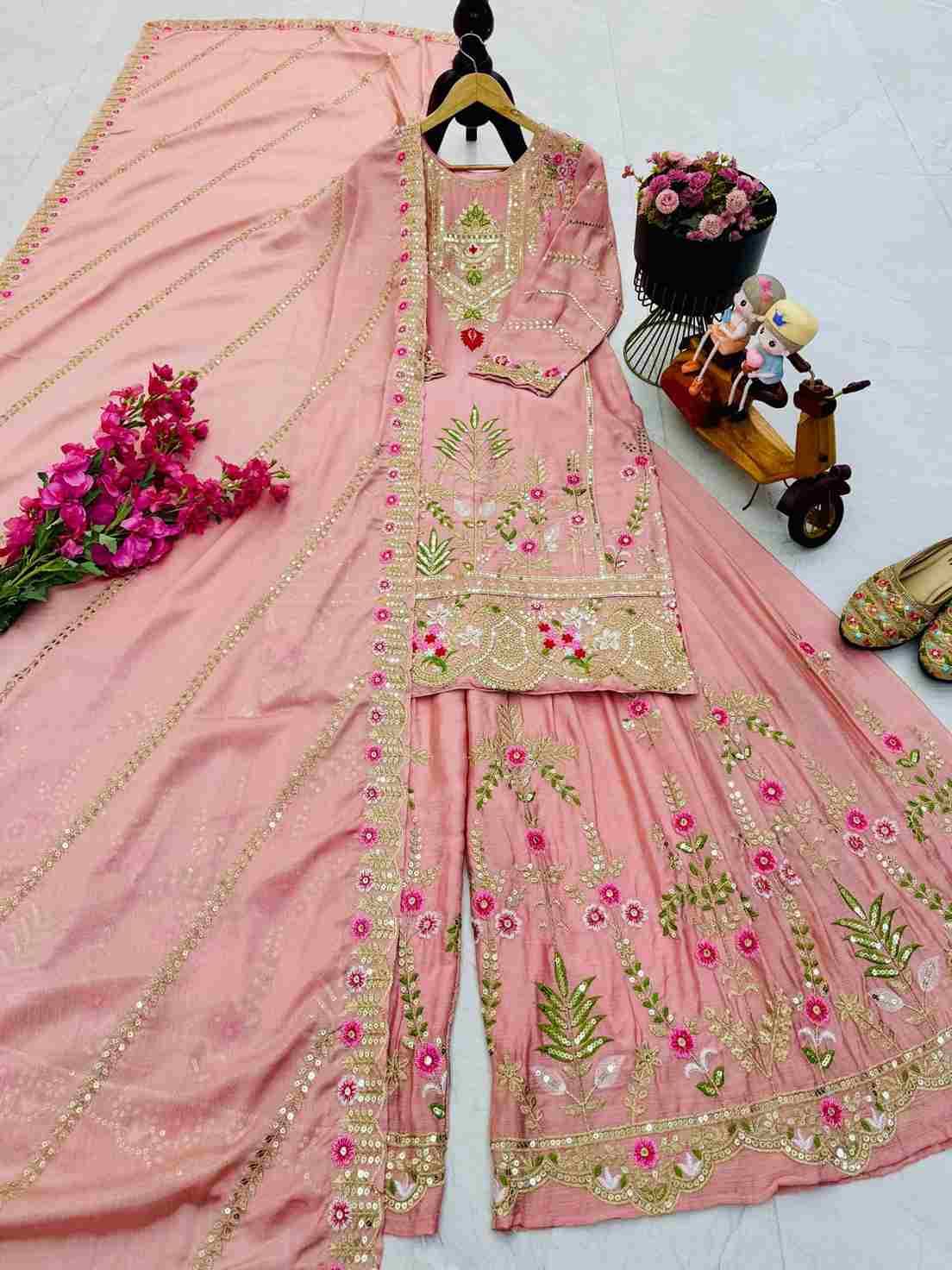 Zf-8001 By Fashid Wholesale 01 To 03 Series Beautiful Sharara Colorful Fancy Wedding Collection Occasional Wear & Party Wear Chinnon Silk Dresses At Wholesale Price