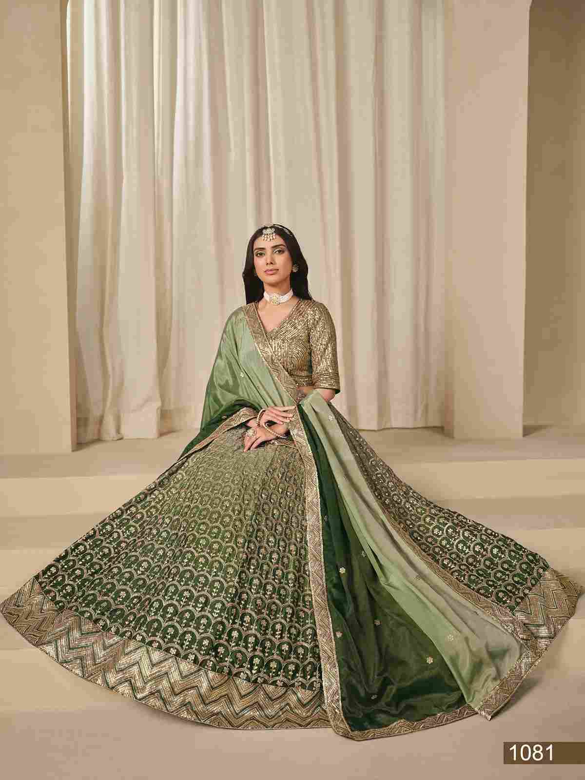 Karishma By Mehvish 1081 To 1084 Series Designer Beautiful Collection Occasional Wear & Party Wear Chinnon Silk Lehengas At Wholesale Price