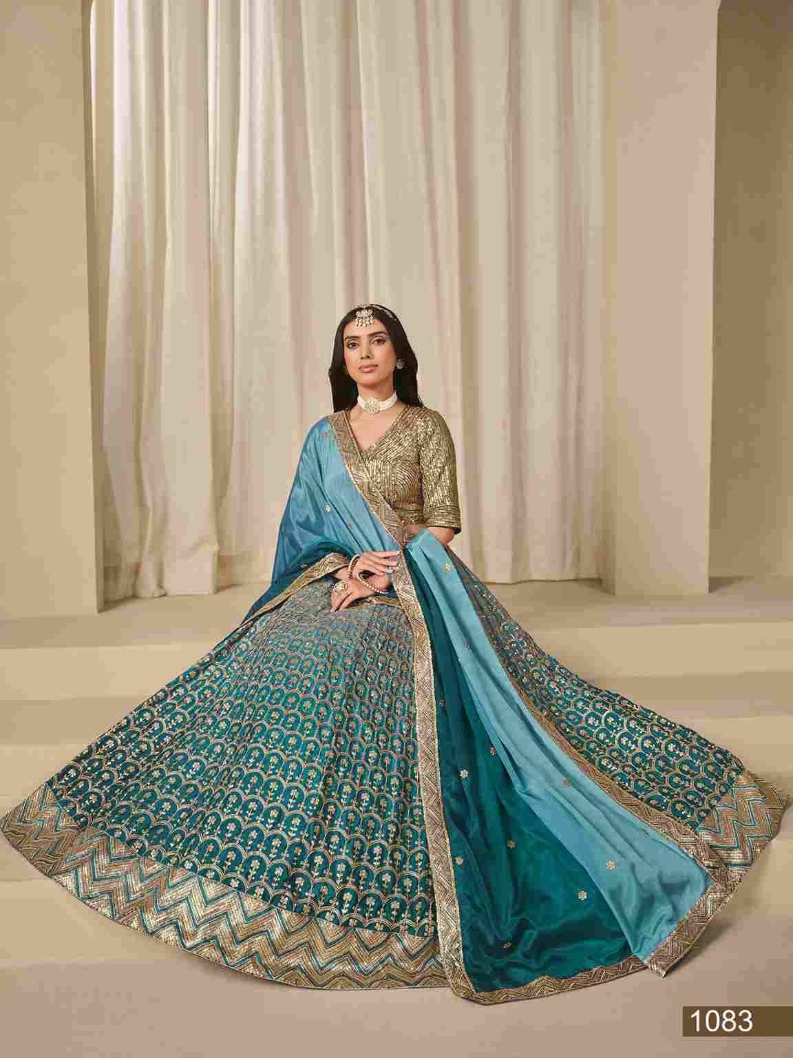 Karishma By Mehvish 1081 To 1084 Series Designer Beautiful Collection Occasional Wear & Party Wear Chinnon Silk Lehengas At Wholesale Price