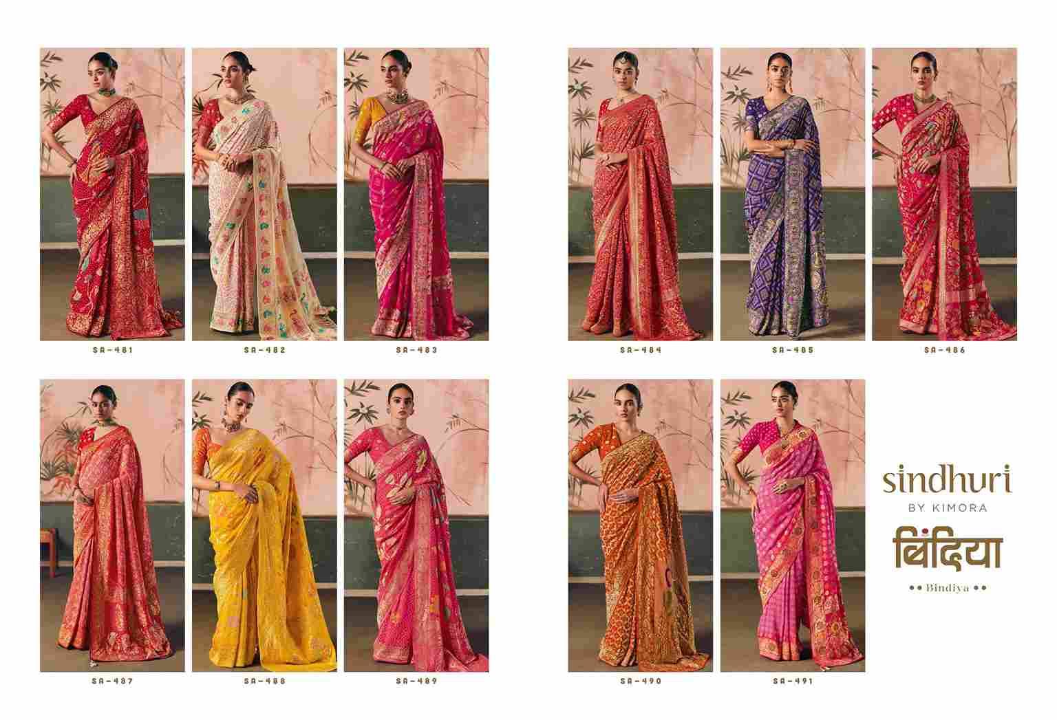 Bindiya By Kimora Fashion 481 To 491 Series Indian Traditional Wear Collection Beautiful Stylish Fancy Colorful Party Wear & Occasional Wear Pure Georgette Sarees At Wholesale Price