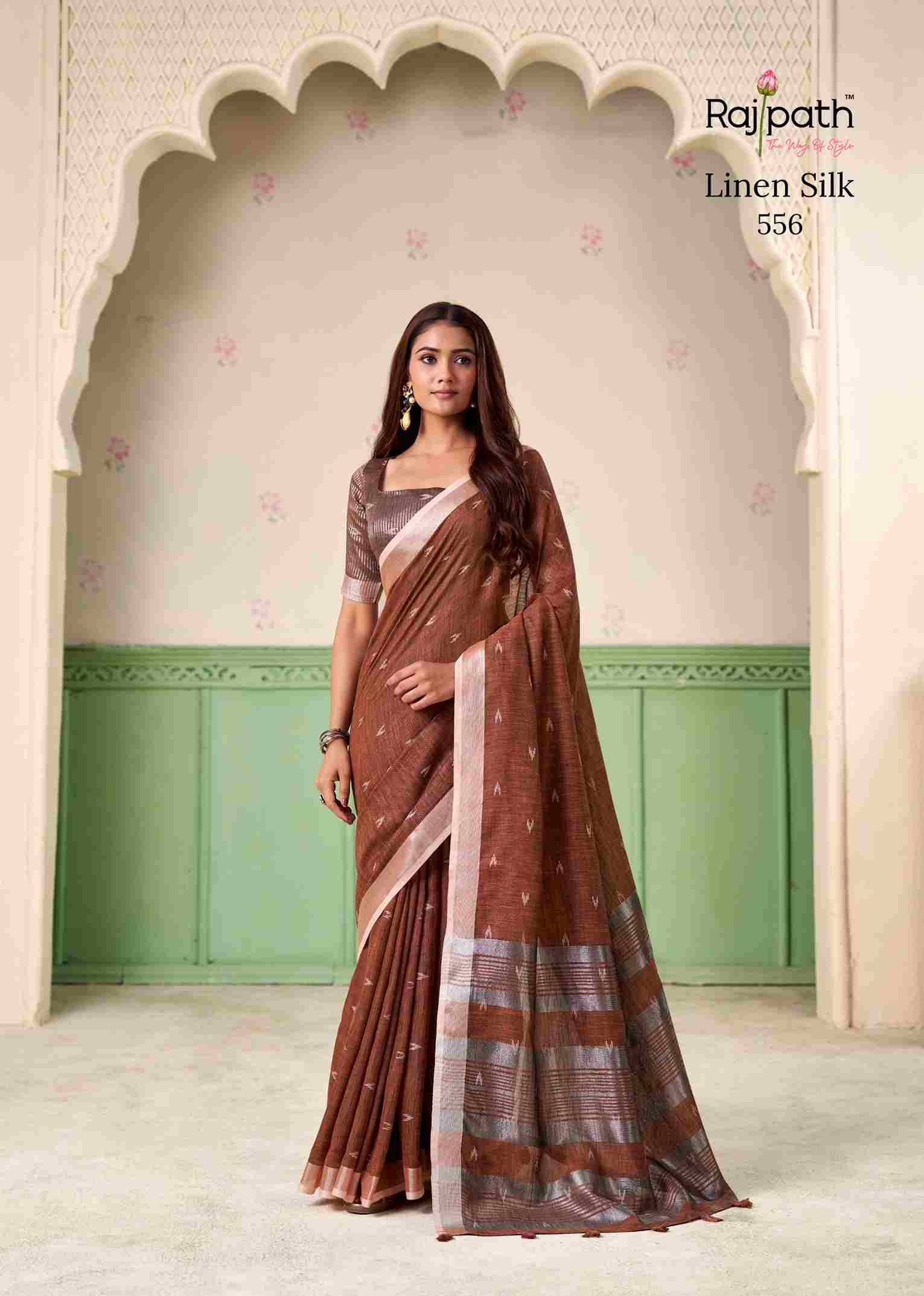 Khyati Silk By Rajpath 554 To 559 Series Indian Traditional Wear Collection Beautiful Stylish Fancy Colorful Party Wear & Occasional Wear Linen Silk Sarees At Wholesale Price