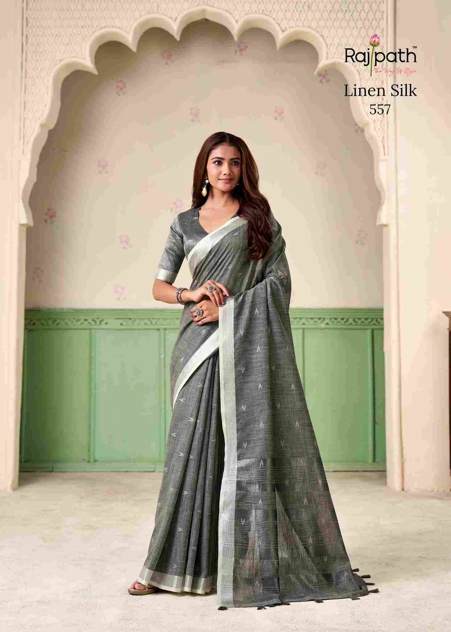 Khyati Silk By Rajpath 554 To 559 Series Indian Traditional Wear Collection Beautiful Stylish Fancy Colorful Party Wear & Occasional Wear Linen Silk Sarees At Wholesale Price
