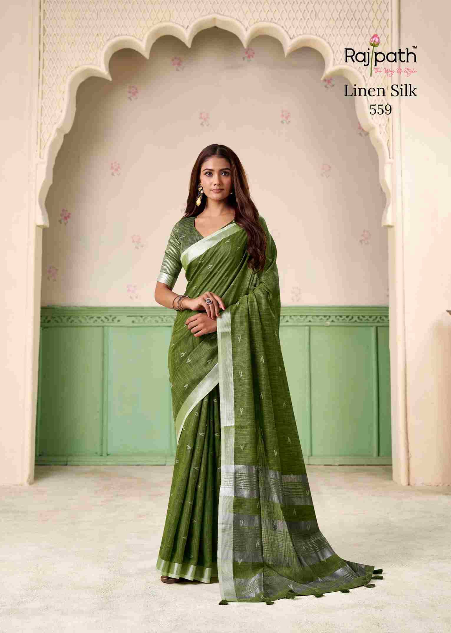 Khyati Silk By Rajpath 554 To 559 Series Indian Traditional Wear Collection Beautiful Stylish Fancy Colorful Party Wear & Occasional Wear Linen Silk Sarees At Wholesale Price