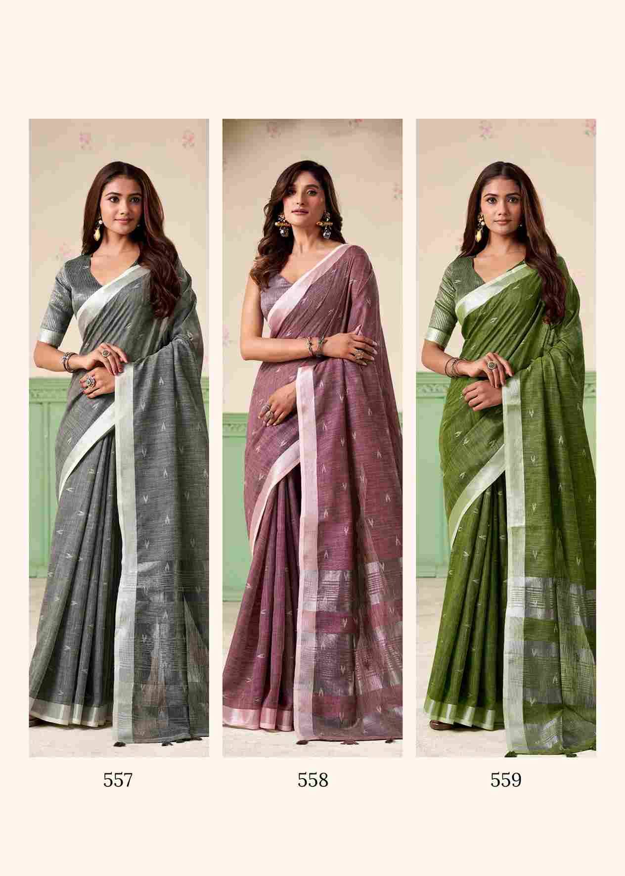 Khyati Silk By Rajpath 554 To 559 Series Indian Traditional Wear Collection Beautiful Stylish Fancy Colorful Party Wear & Occasional Wear Linen Silk Sarees At Wholesale Price