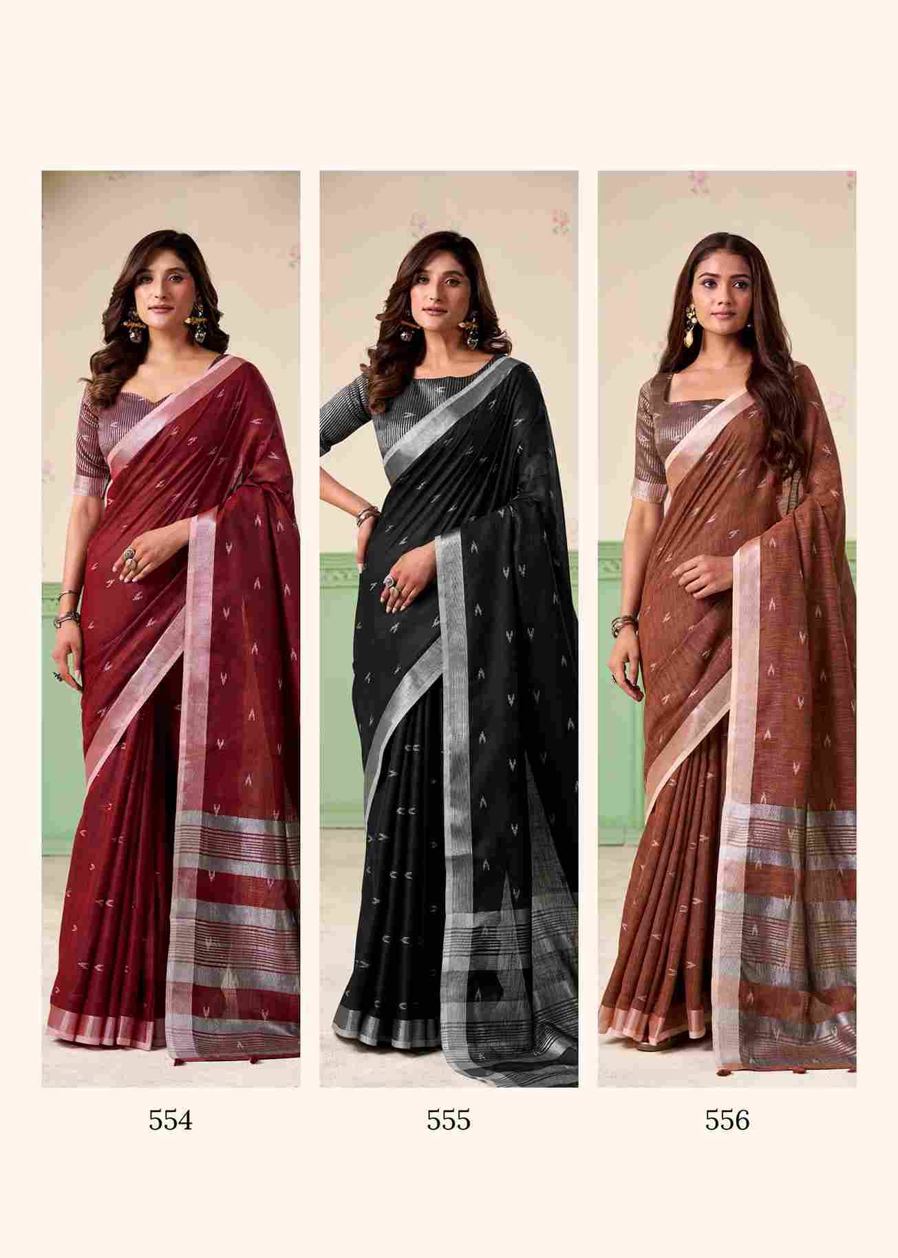 Khyati Silk By Rajpath 554 To 559 Series Indian Traditional Wear Collection Beautiful Stylish Fancy Colorful Party Wear & Occasional Wear Linen Silk Sarees At Wholesale Price