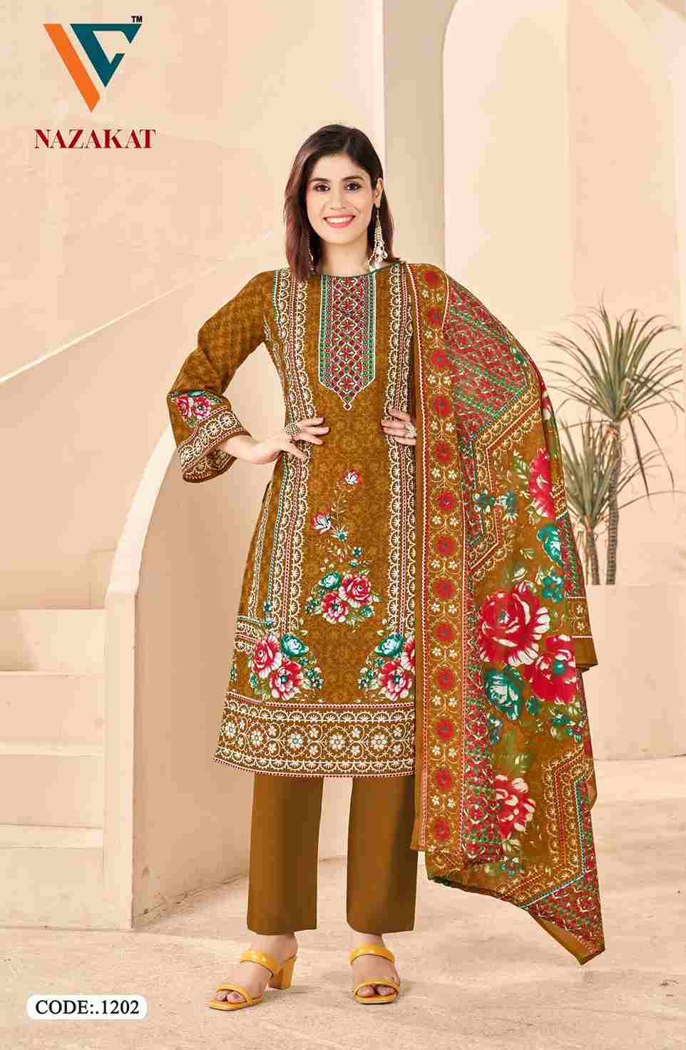 Nazakat Vol-12 By Vandana Creation 1201 To 1208 Series Beautiful Festive Suits Stylish Fancy Colorful Casual Wear & Ethnic Wear Soft Cotton Print Dresses At Wholesale Price