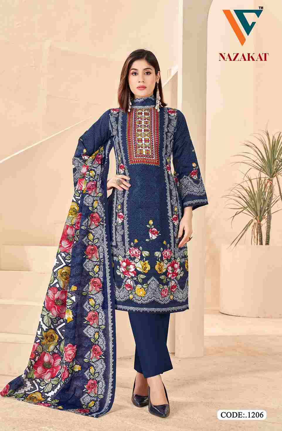 Nazakat Vol-12 By Vandana Creation 1201 To 1208 Series Beautiful Festive Suits Stylish Fancy Colorful Casual Wear & Ethnic Wear Soft Cotton Print Dresses At Wholesale Price