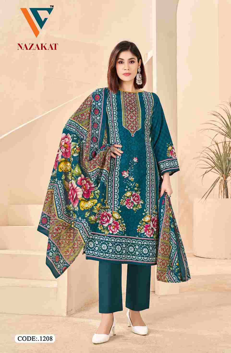 Nazakat Vol-12 By Vandana Creation 1201 To 1208 Series Beautiful Festive Suits Stylish Fancy Colorful Casual Wear & Ethnic Wear Soft Cotton Print Dresses At Wholesale Price
