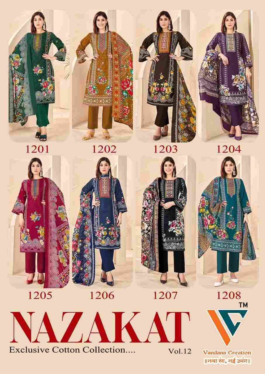 Nazakat Vol-12 By Vandana Creation 1201 To 1208 Series Beautiful Festive Suits Stylish Fancy Colorful Casual Wear & Ethnic Wear Soft Cotton Print Dresses At Wholesale Price