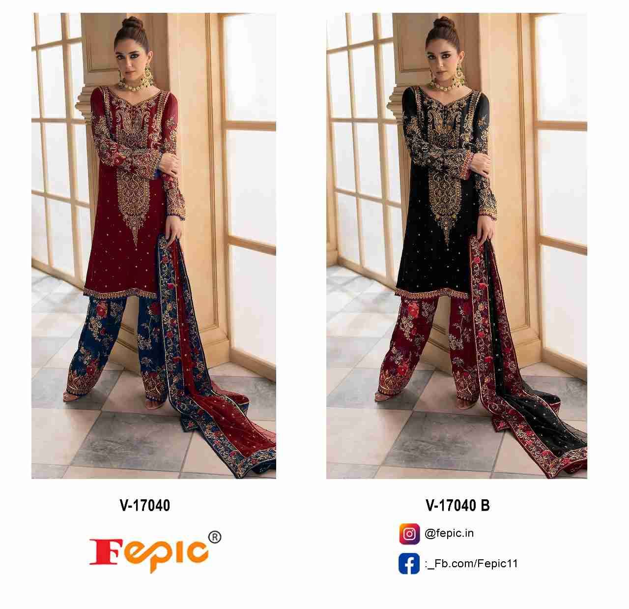 Fepic 17040 Colours By Fepic 17040-A To 17040-B Series Beautiful Pakistani Suits Colorful Stylish Fancy Casual Wear & Ethnic Wear Velvet Embroidered Dresses At Wholesale Price