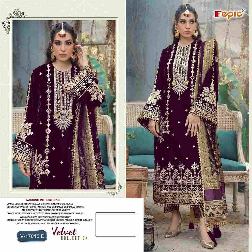 Fepic 17015 Colours By Fepic Beautiful Pakistani Suits Colorful Stylish Fancy Casual Wear & Ethnic Wear Velvet Embroidered Dresses At Wholesale Price
