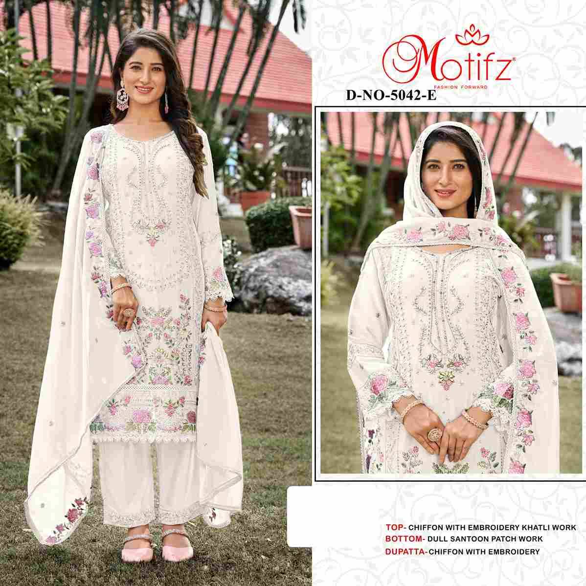 Motifz Hit Design 5042 Colours Vol-2 By Motifz 5042-E To 5042-H Series Beautiful Pakistani Suits Colorful Stylish Fancy Casual Wear & Ethnic Wear Chiffon Dresses At Wholesale Price