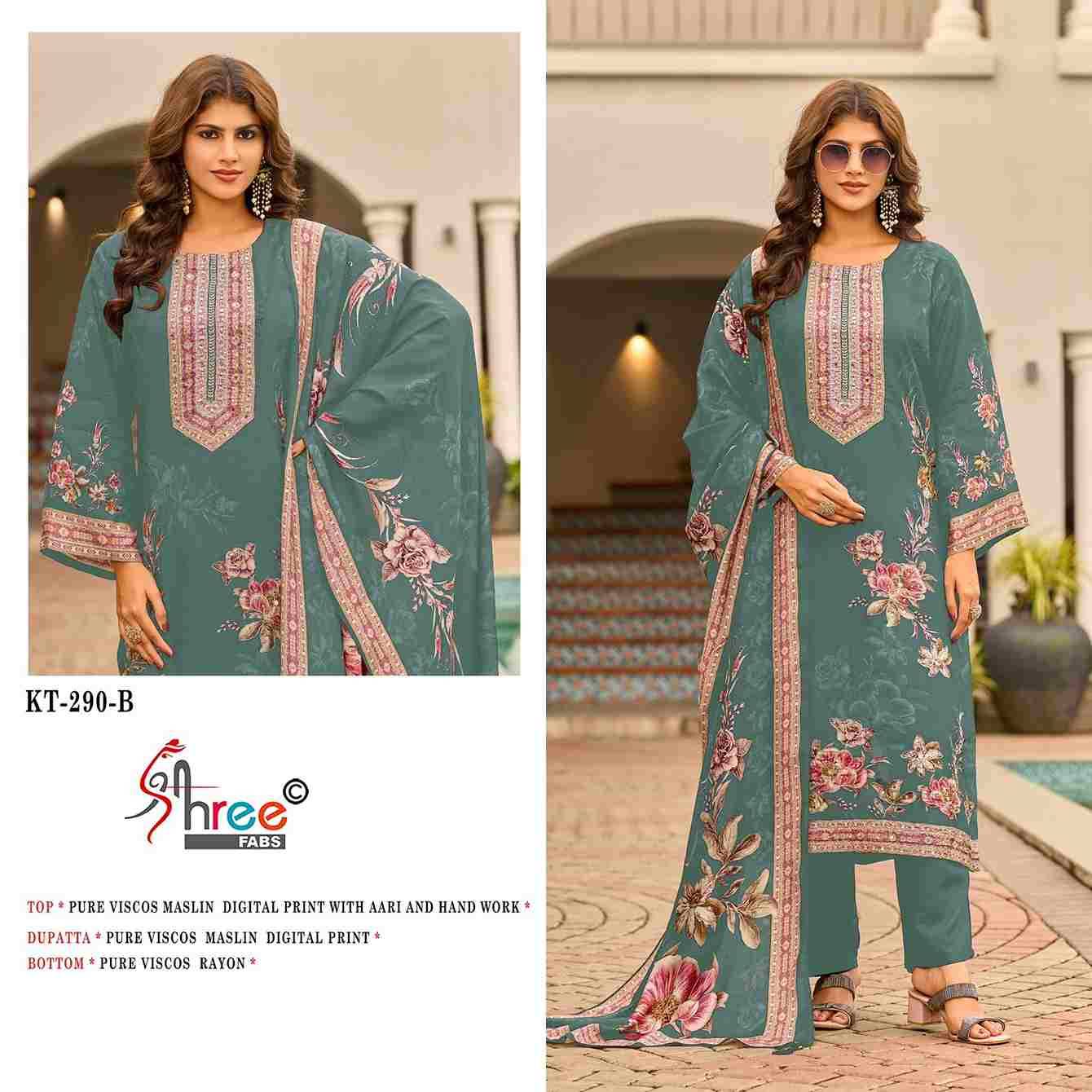 Shree Fabs Hit Design KT-290 Colours By Shree Fabs KT-290 To KT-290-C Series Designer Pakistani Suits Beautiful Fancy Stylish Colorful Party Wear & Occasional Wear Pure Viscose Muslin Embroidery Dresses At Wholesale Price