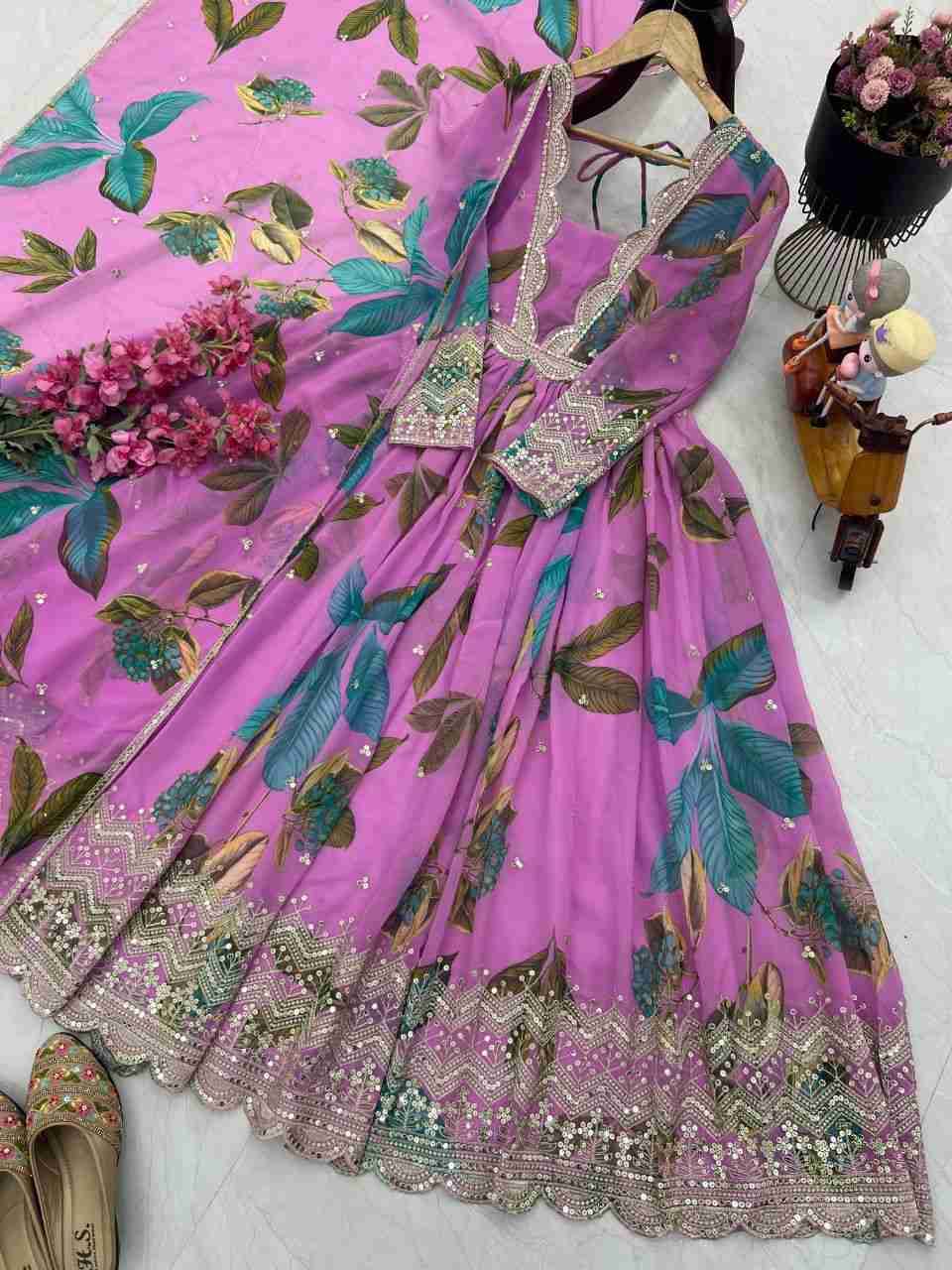 Zf-5054 By Fashid Wholesale Designer Stylish Fancy Colorful Beautiful Party Wear & Ethnic Wear Collection Faux Georgette Gown With Dupatta At Wholesale Price
