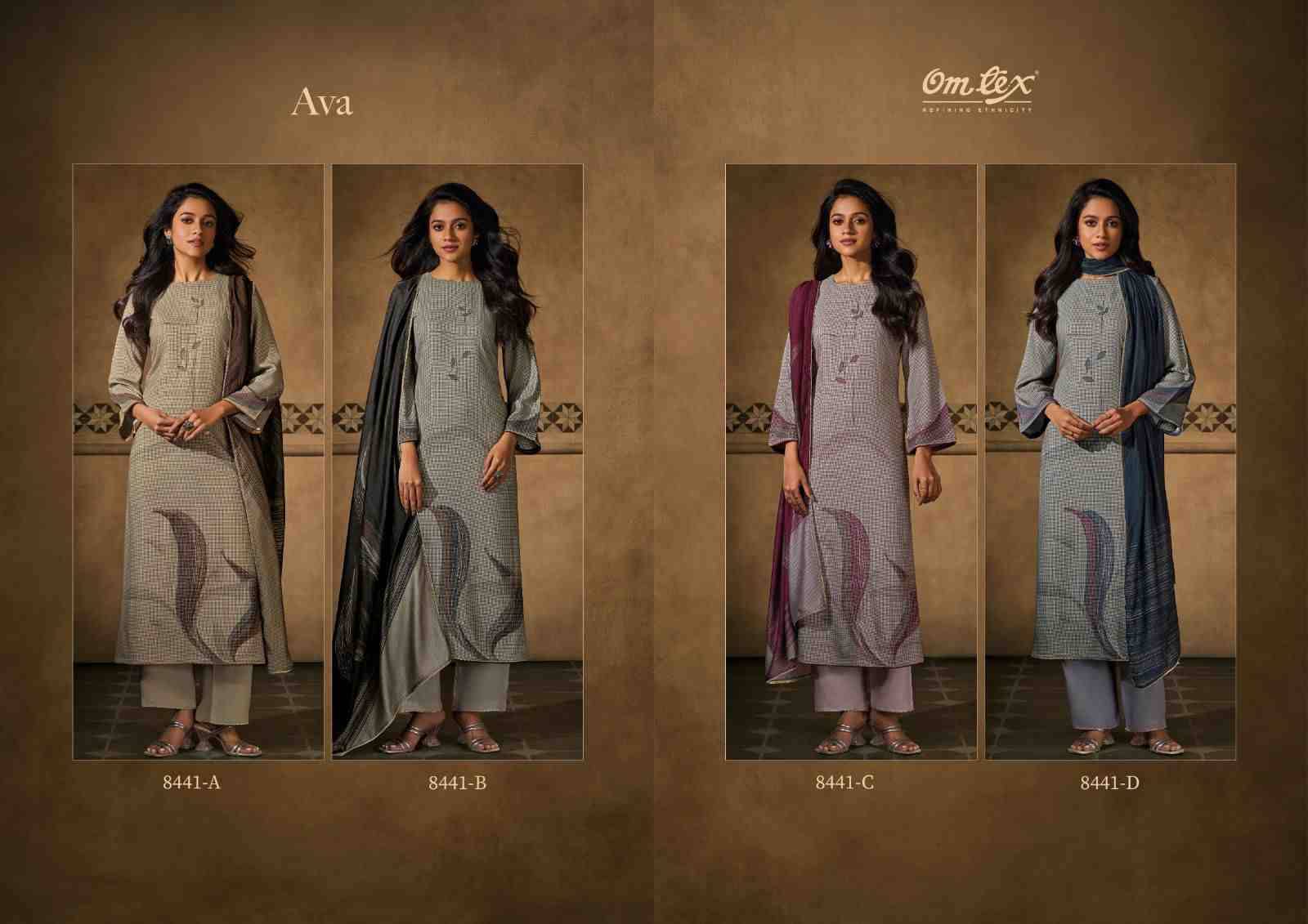 Ava By Om Tex 8441-A To 8441-D Series Beautiful Festive Suits Colorful Stylish Fancy Casual Wear & Ethnic Wear Checks Dresses At Wholesale Price