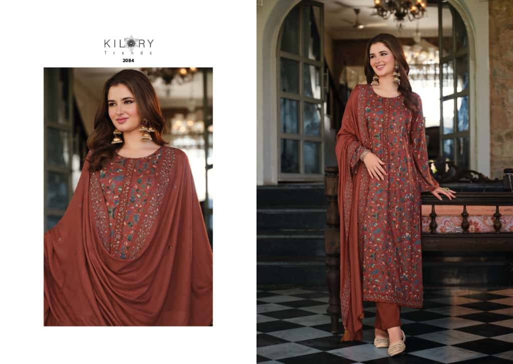 Freya By Kilory 2081 To 2086 Series Beautiful Festive Suits Colorful Stylish Fancy Casual Wear & Ethnic Wear Pure Viscose Pashmina Dresses At Wholesale Price