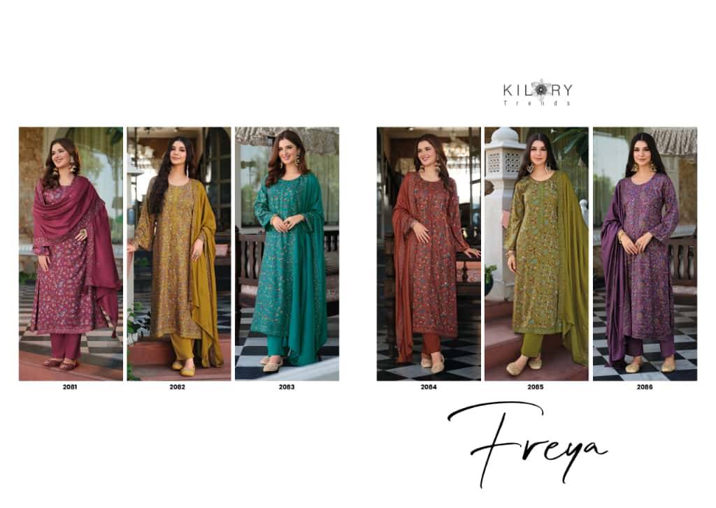 Freya By Kilory 2081 To 2086 Series Beautiful Festive Suits Colorful Stylish Fancy Casual Wear & Ethnic Wear Pure Viscose Pashmina Dresses At Wholesale Price