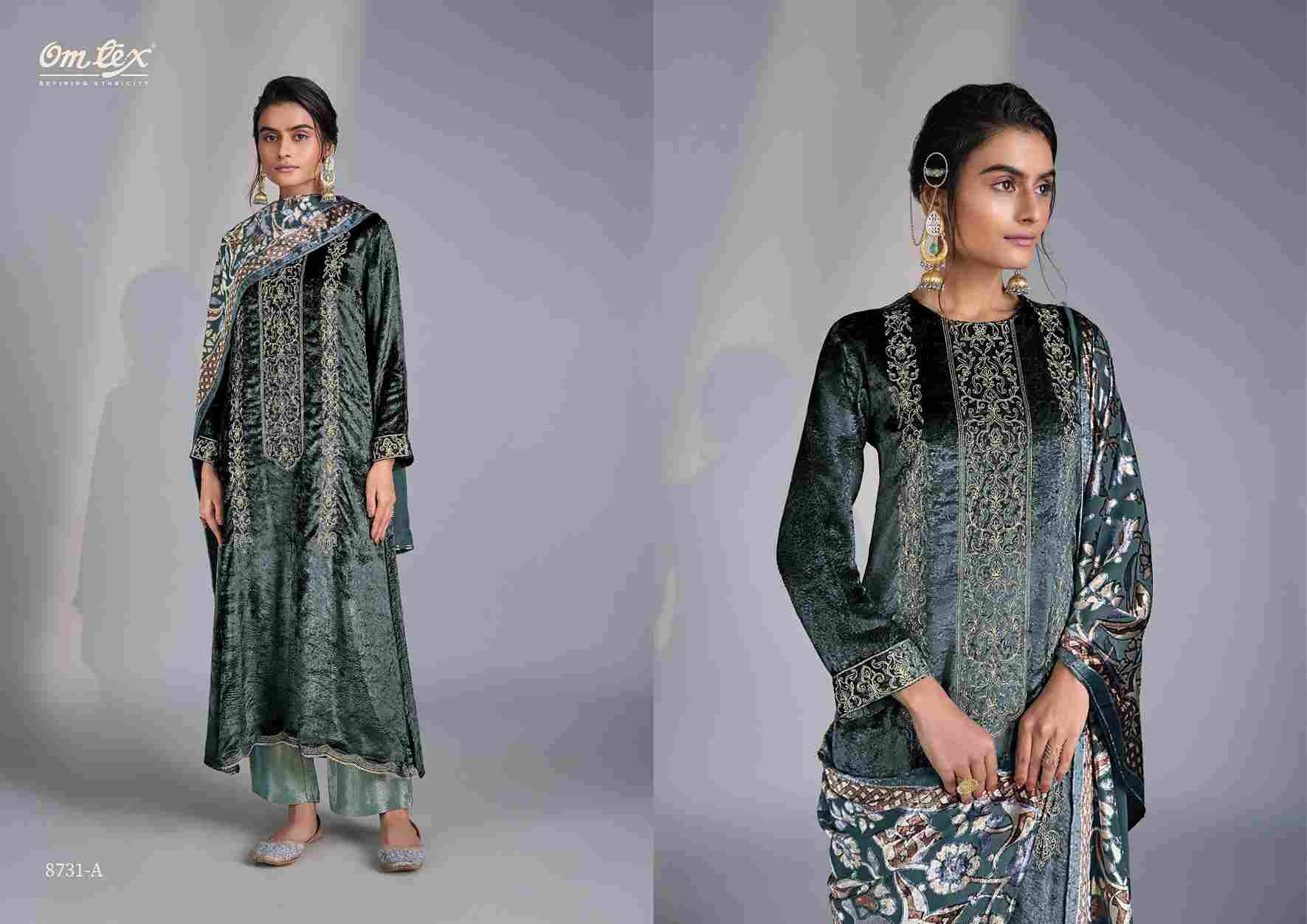 Ritha Vol-34 By Om Tex 8731-A To 8731-D Series Beautiful Festive Suits Colorful Stylish Fancy Casual Wear & Ethnic Wear Viscose Velvet Dresses At Wholesale Price