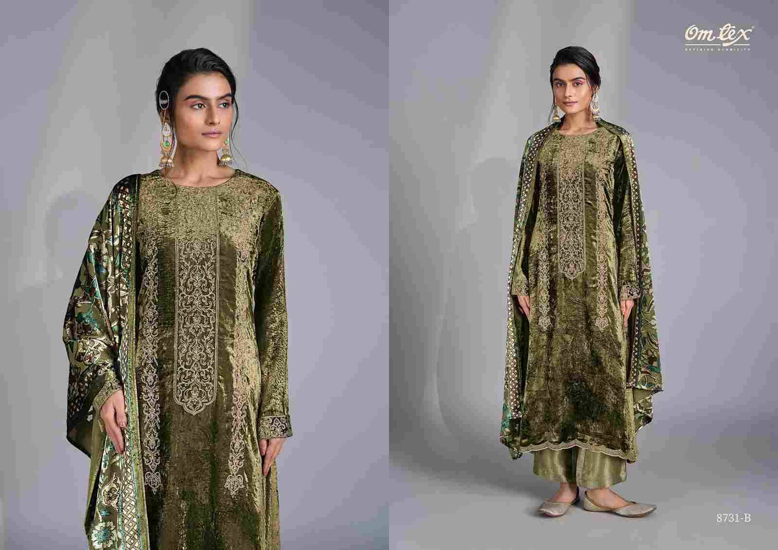 Ritha Vol-34 By Om Tex 8731-A To 8731-D Series Beautiful Festive Suits Colorful Stylish Fancy Casual Wear & Ethnic Wear Viscose Velvet Dresses At Wholesale Price