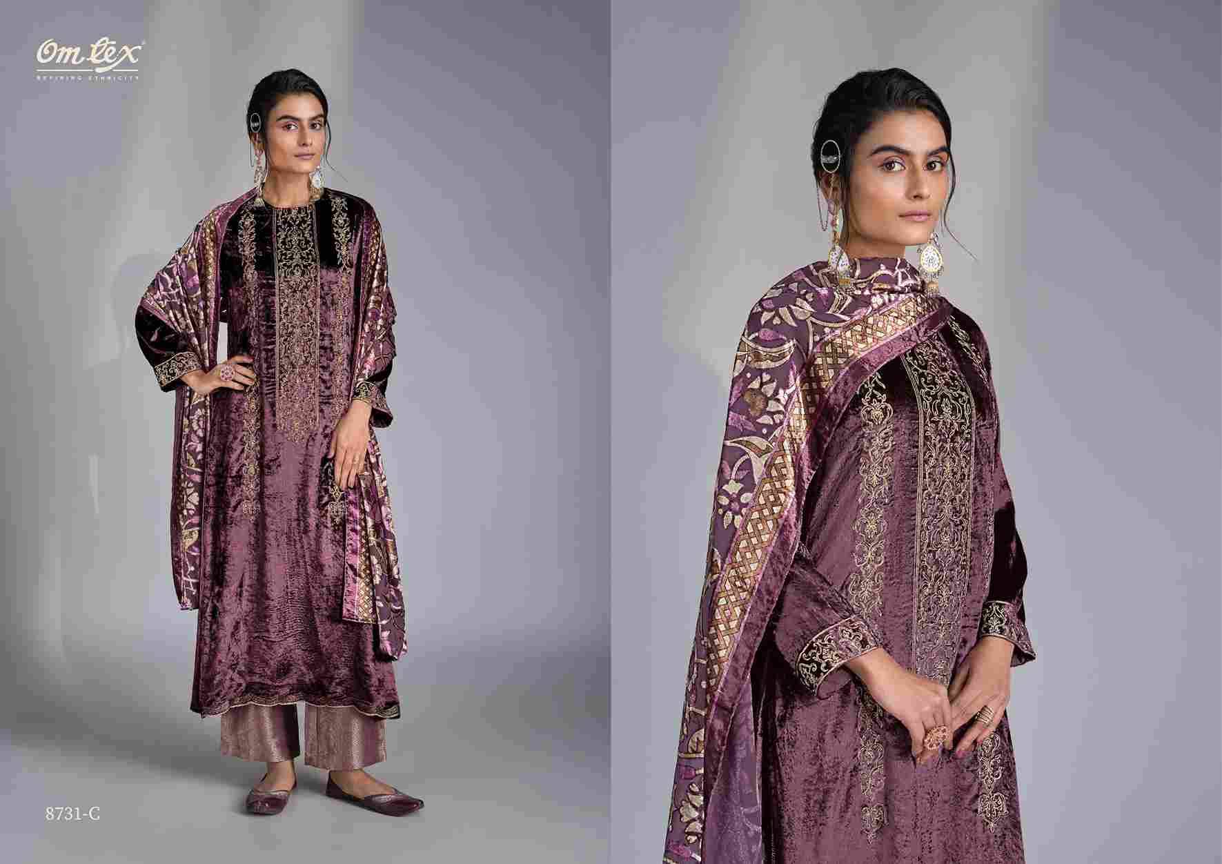 Ritha Vol-34 By Om Tex 8731-A To 8731-D Series Beautiful Festive Suits Colorful Stylish Fancy Casual Wear & Ethnic Wear Viscose Velvet Dresses At Wholesale Price