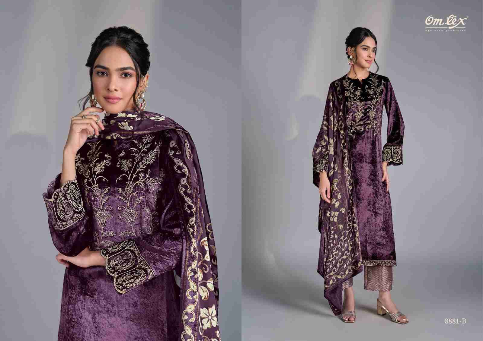 Ritha Vol-35 By Om Tex 8881-A To 8881-D Series Beautiful Festive Suits Colorful Stylish Fancy Casual Wear & Ethnic Wear Viscose Velvet Dresses At Wholesale Price
