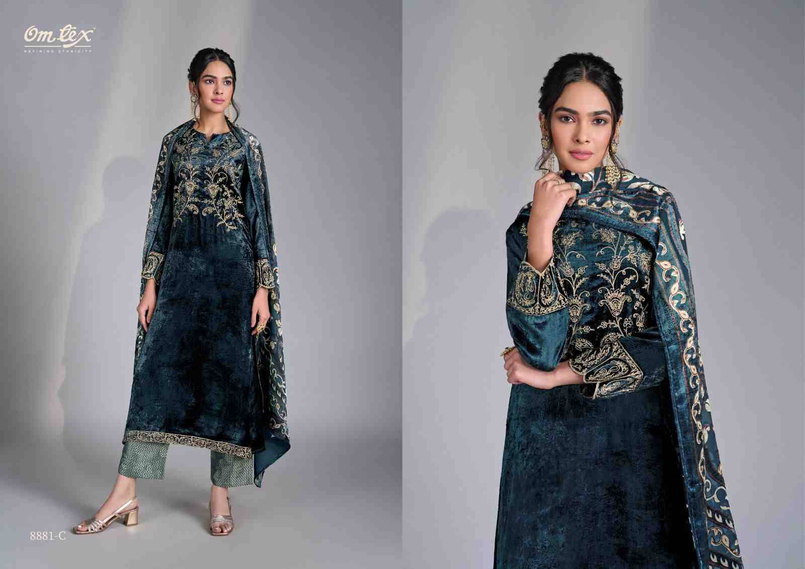 Ritha Vol-35 By Om Tex 8881-A To 8881-D Series Beautiful Festive Suits Colorful Stylish Fancy Casual Wear & Ethnic Wear Viscose Velvet Dresses At Wholesale Price