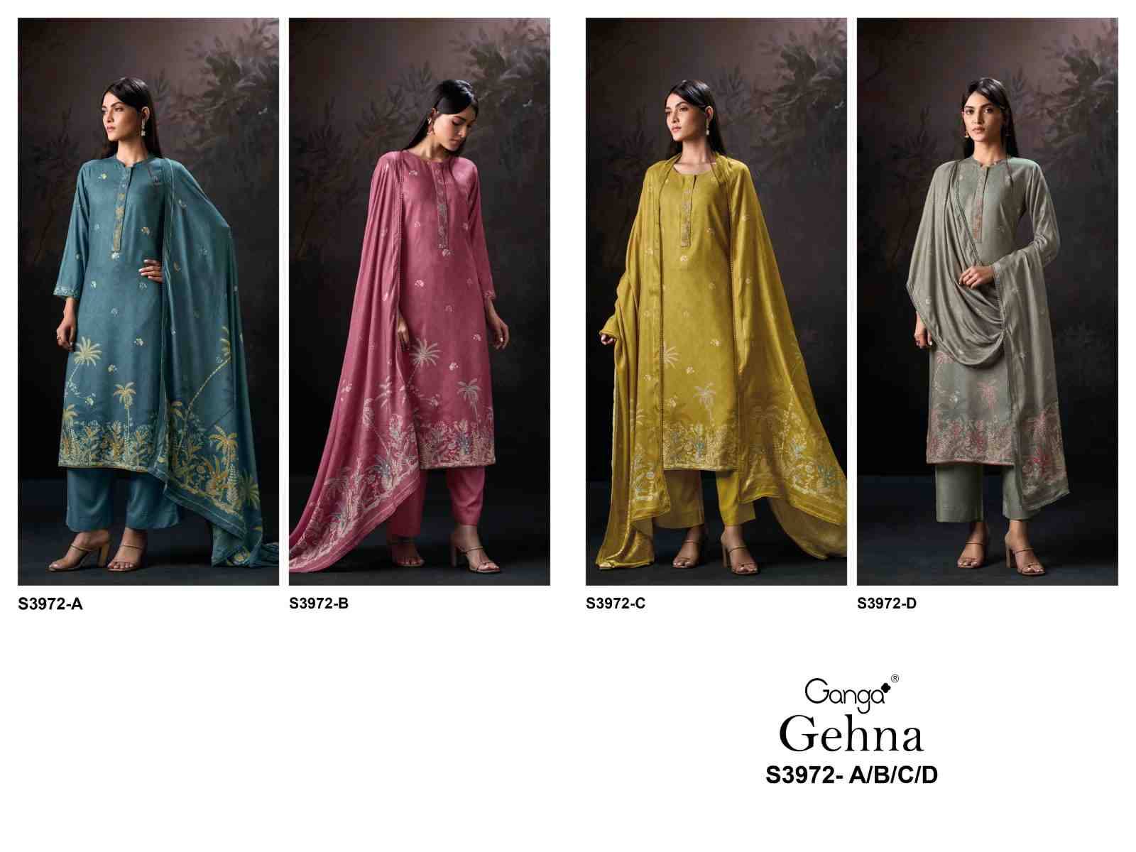 Gehna-3972 By Ganga Fashion 3972-A To 3972-D Series Beautiful Festive Suits Stylish Colorful Fancy Casual Wear & Ethnic Wear Premium Pashmina Print Dresses At Wholesale Price