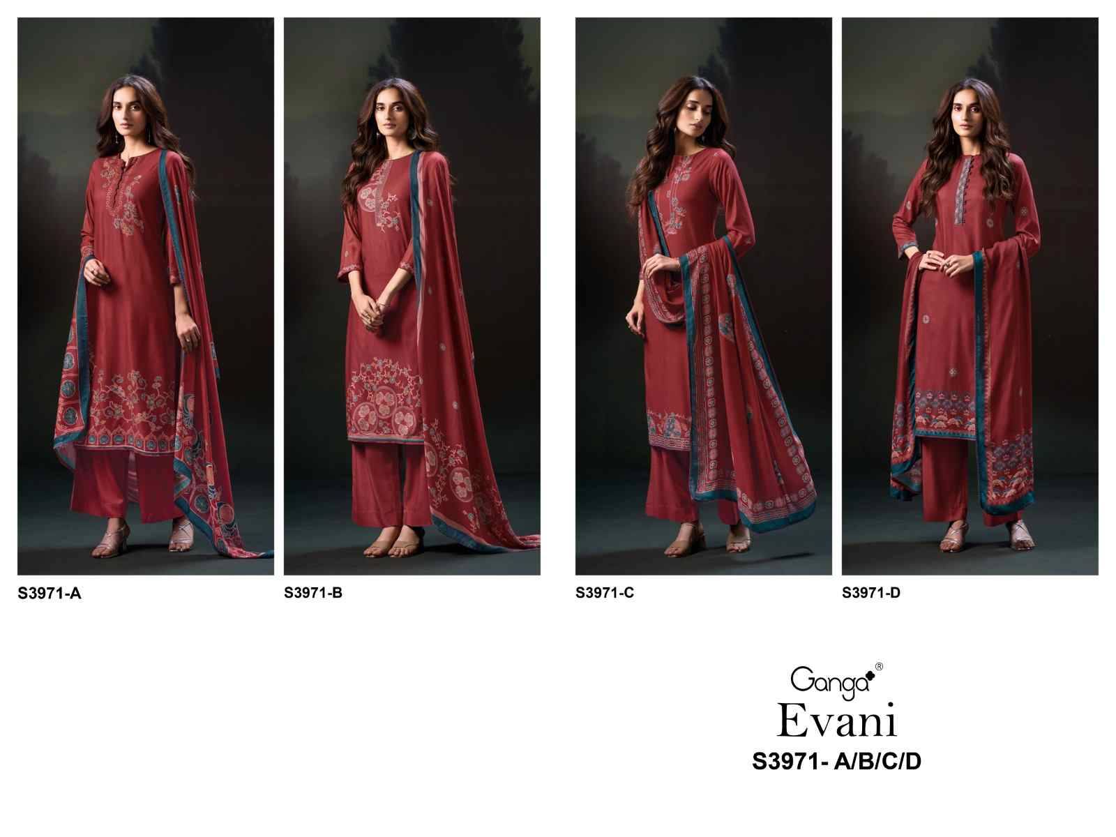 Evani-3791 By Ganga Fashion 3791-A To 3791-D Series Beautiful Festive Suits Stylish Colorful Fancy Casual Wear & Ethnic Wear Premium Pashmina Print Dresses At Wholesale Price