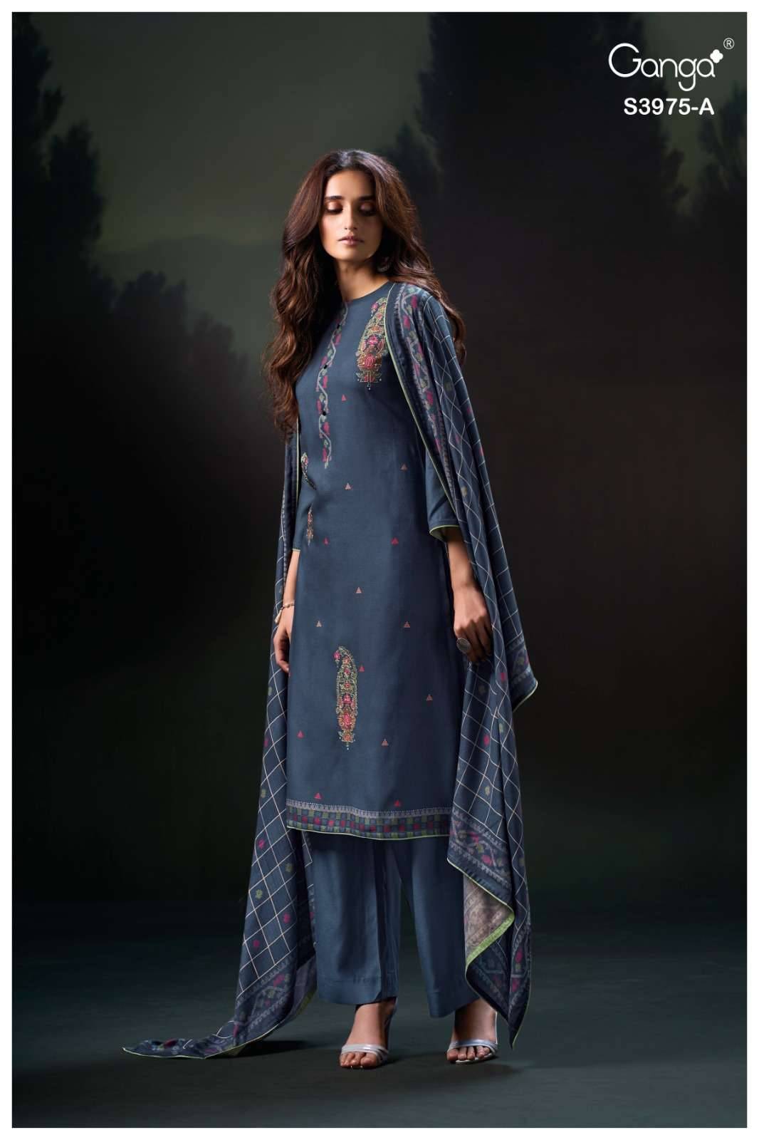 Sahher-3975 By Ganga Fashion 3975-A To 3975-D Series Beautiful Festive Suits Stylish Colorful Fancy Casual Wear & Ethnic Wear Premium Pashmina Print Dresses At Wholesale Price