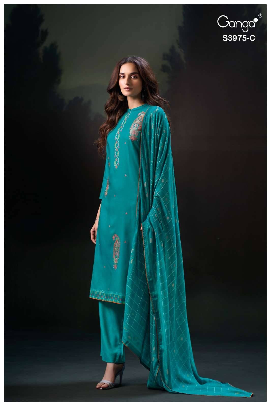 Sahher-3975 By Ganga Fashion 3975-A To 3975-D Series Beautiful Festive Suits Stylish Colorful Fancy Casual Wear & Ethnic Wear Premium Pashmina Print Dresses At Wholesale Price