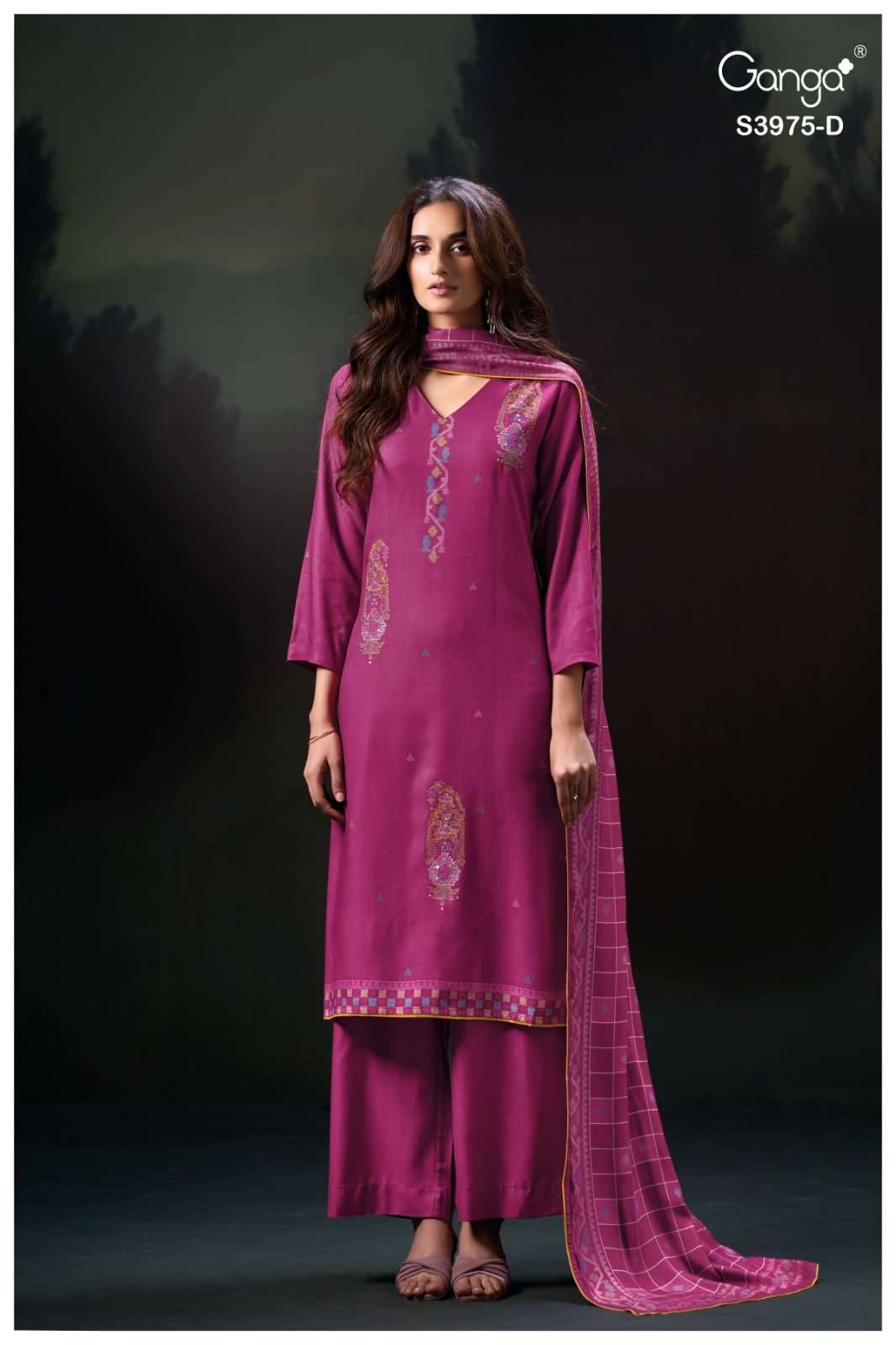 Sahher-3975 By Ganga Fashion 3975-A To 3975-D Series Beautiful Festive Suits Stylish Colorful Fancy Casual Wear & Ethnic Wear Premium Pashmina Print Dresses At Wholesale Price
