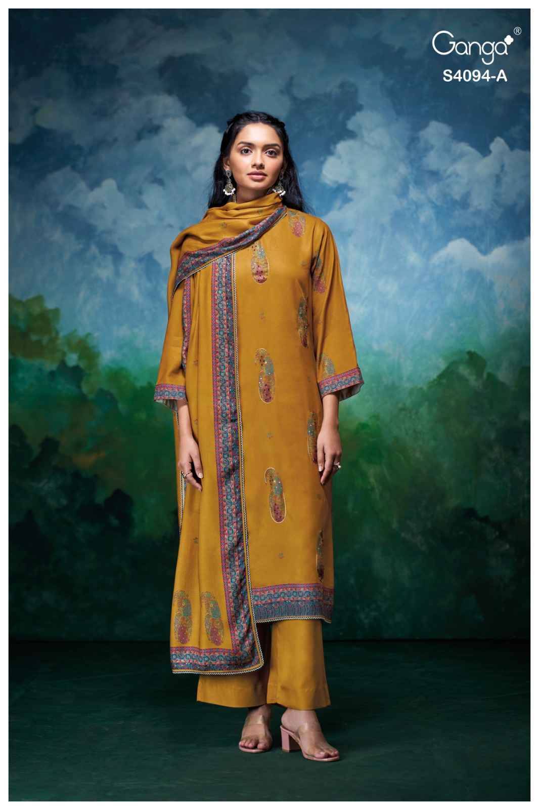 Hyora-4094 By Ganga Fashion 4094-A To 4094-D Series Beautiful Festive Suits Stylish Colorful Fancy Casual Wear & Ethnic Wear Pure Pashmina Print Dresses At Wholesale Price