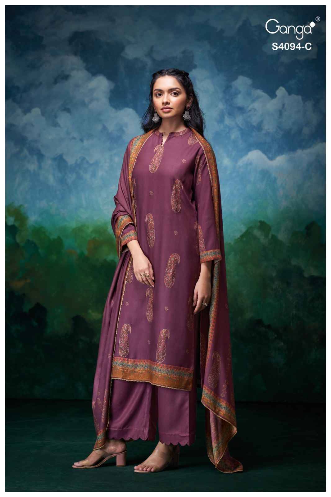 Hyora-4094 By Ganga Fashion 4094-A To 4094-D Series Beautiful Festive Suits Stylish Colorful Fancy Casual Wear & Ethnic Wear Pure Pashmina Print Dresses At Wholesale Price