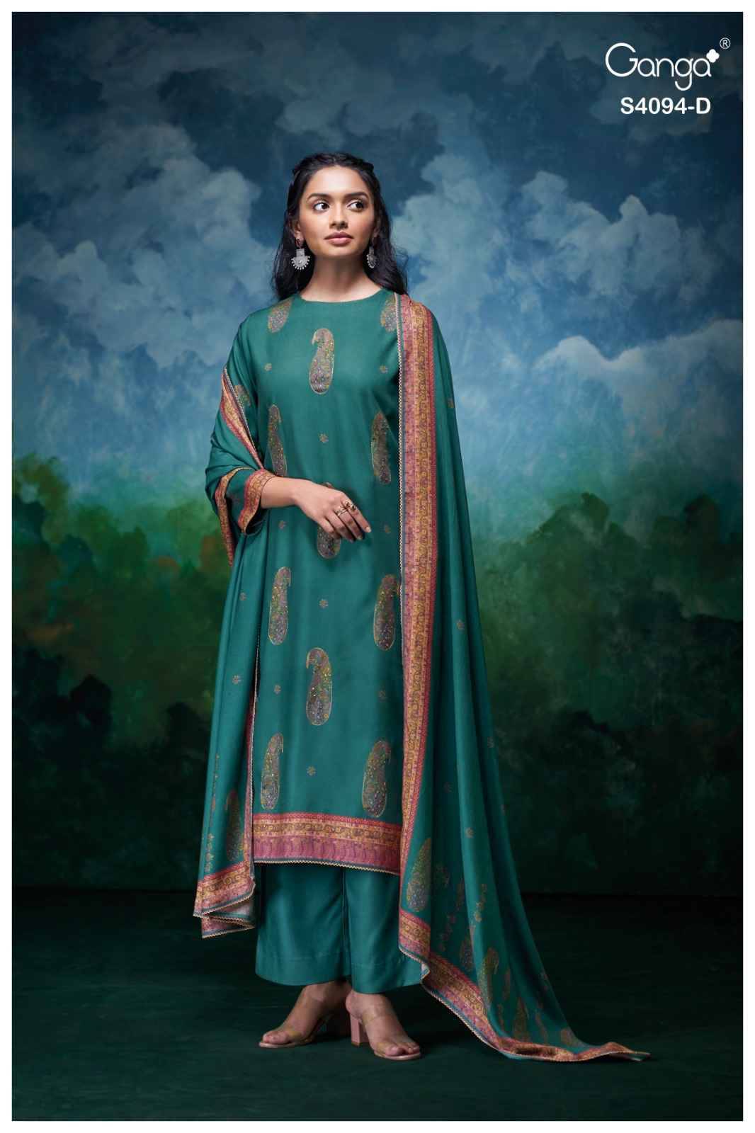 Hyora-4094 By Ganga Fashion 4094-A To 4094-D Series Beautiful Festive Suits Stylish Colorful Fancy Casual Wear & Ethnic Wear Pure Pashmina Print Dresses At Wholesale Price