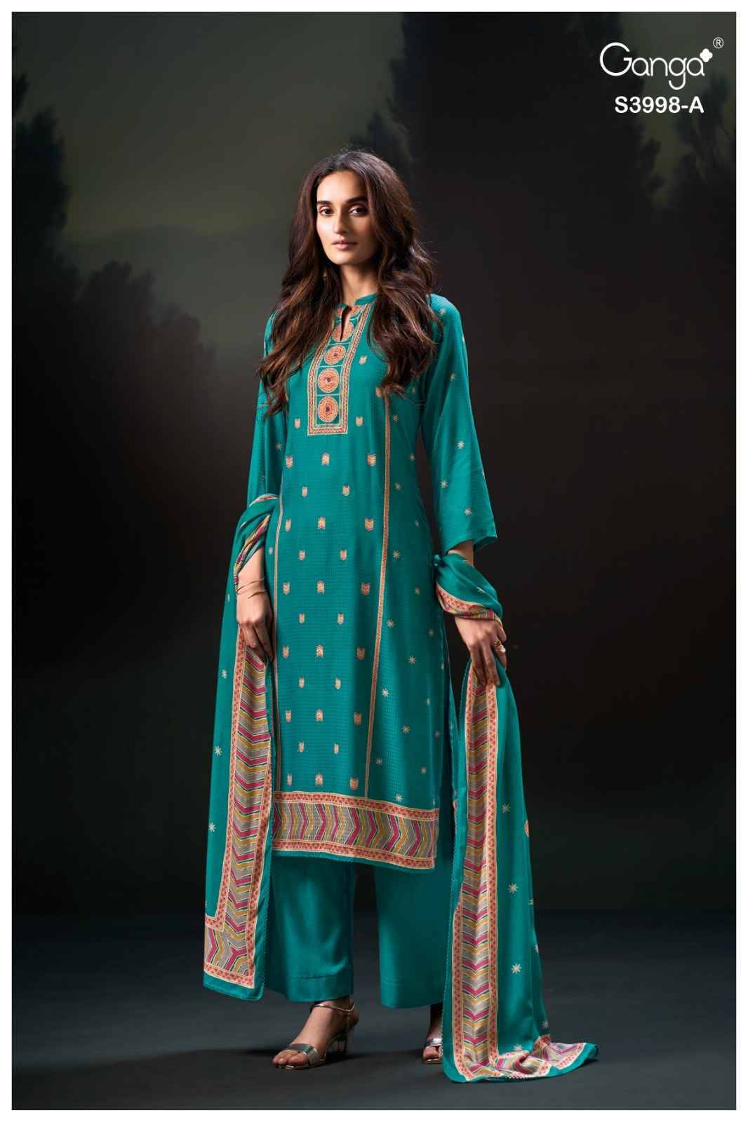 Quira-3998 By Ganga Fashion 3998-A To 3998-D Series Beautiful Festive Suits Stylish Colorful Fancy Casual Wear & Ethnic Wear Pure Pashmina Print Dresses At Wholesale Price
