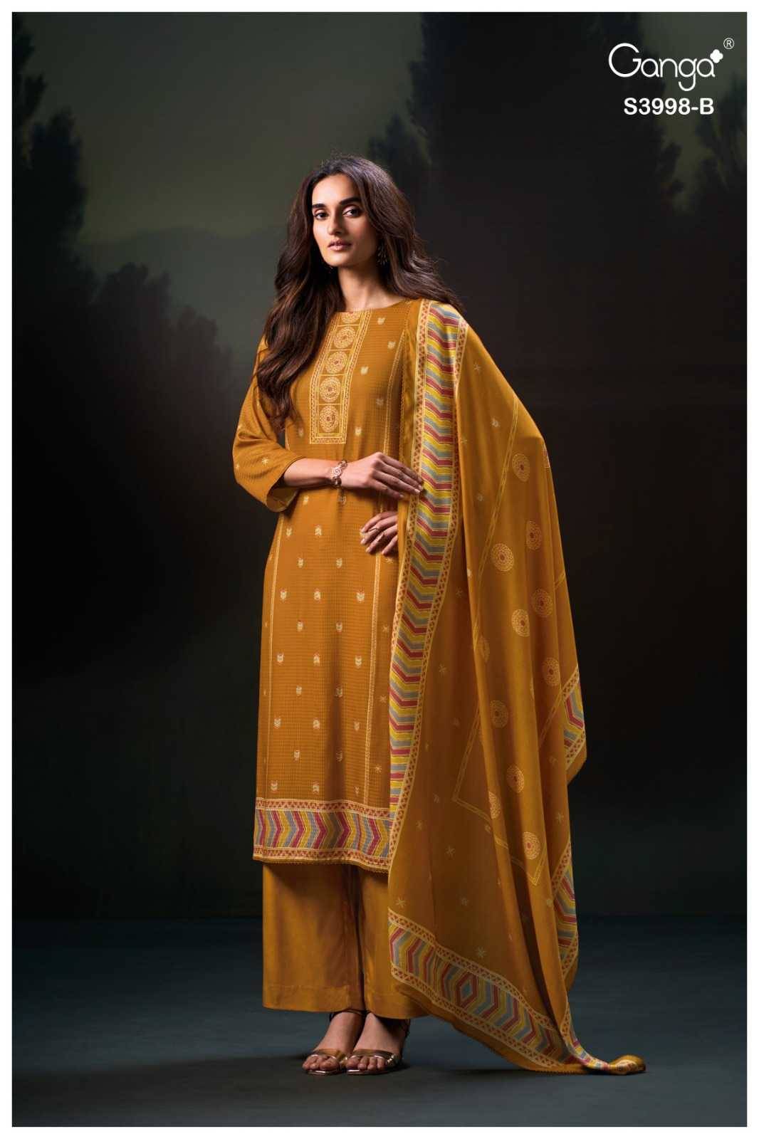Quira-3998 By Ganga Fashion 3998-A To 3998-D Series Beautiful Festive Suits Stylish Colorful Fancy Casual Wear & Ethnic Wear Pure Pashmina Print Dresses At Wholesale Price