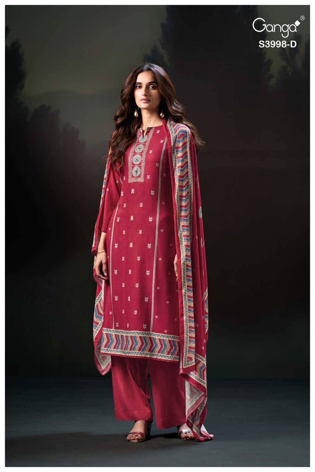 Quira-3998 By Ganga Fashion 3998-A To 3998-D Series Beautiful Festive Suits Stylish Colorful Fancy Casual Wear & Ethnic Wear Pure Pashmina Print Dresses At Wholesale Price