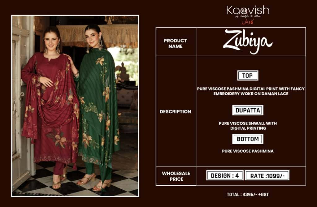 Zubiya By Kaavish 2051 To 2054 Series Beautiful Festive Suits Colorful Stylish Fancy Casual Wear & Ethnic Wear Pure Viscose Pashmina Dresses At Wholesale Price