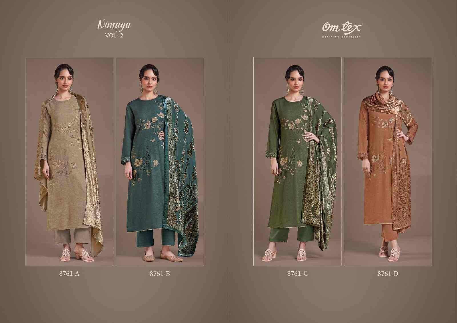 Nimaya Vol-2 By Om Tex 8761-A To 8761-D Series Beautiful Festive Suits Colorful Stylish Fancy Casual Wear & Ethnic Wear Pure Pashmina Dresses At Wholesale Price