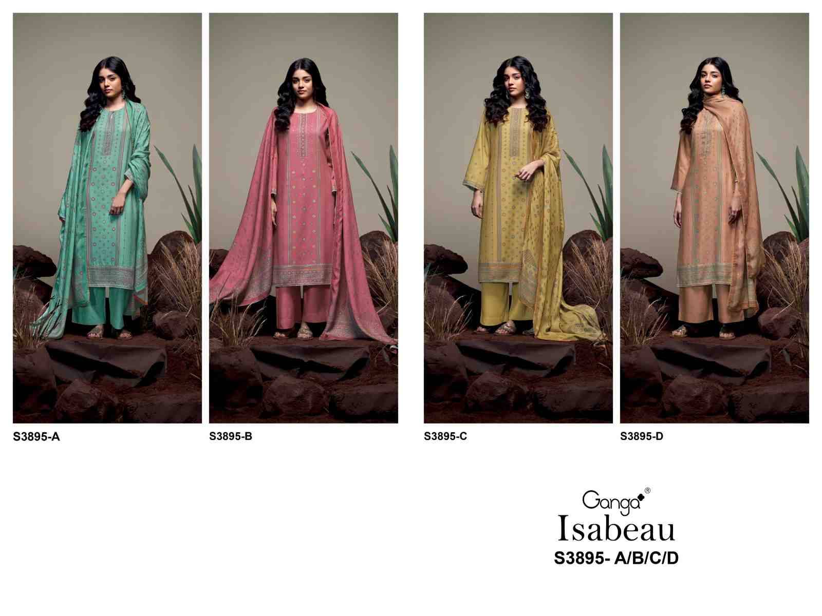 Isabeau-3895 By Ganga Fashion 3895-A To 3895-D Series Beautiful Festive Suits Stylish Colorful Fancy Casual Wear & Ethnic Wear Pure Pashmina Print Dresses At Wholesale Price