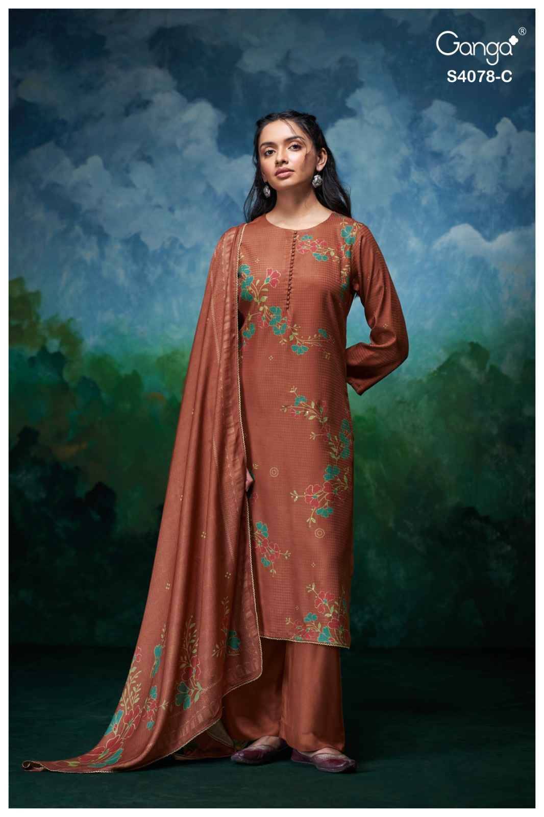 Givara-4078 By Ganga Fashion 4078-A To 4078-D Series Beautiful Festive Suits Stylish Colorful Fancy Casual Wear & Ethnic Wear Pure Pashmina Print Dresses At Wholesale Price