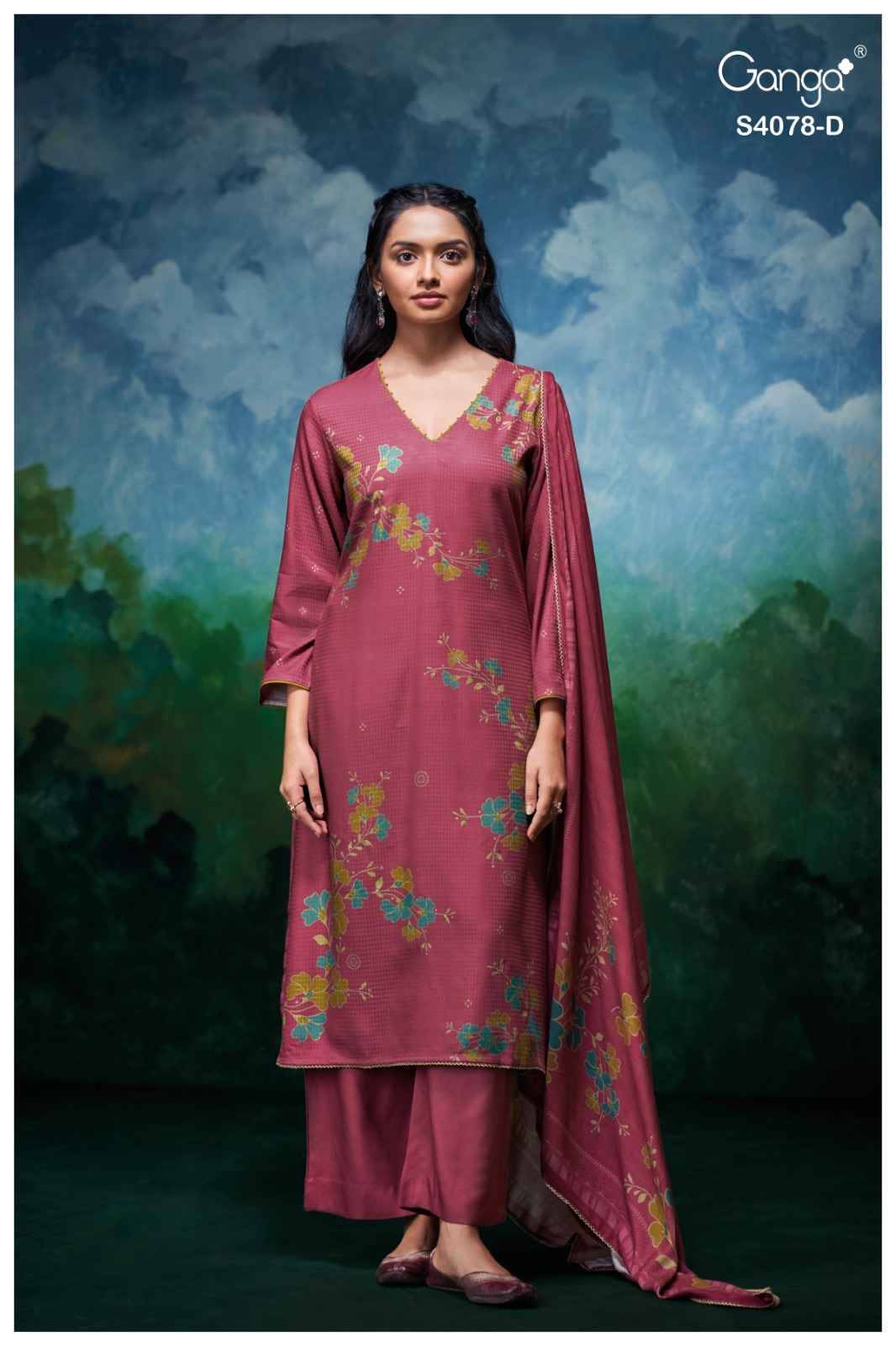 Givara-4078 By Ganga Fashion 4078-A To 4078-D Series Beautiful Festive Suits Stylish Colorful Fancy Casual Wear & Ethnic Wear Pure Pashmina Print Dresses At Wholesale Price
