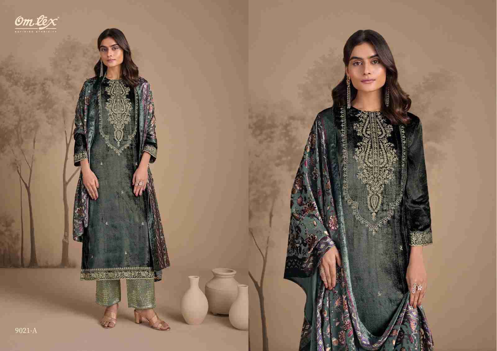 Ritha Vol-33 By Om Tex 9021-A To 9021-D Series Beautiful Festive Suits Colorful Stylish Fancy Casual Wear & Ethnic Wear Viscose Velvet Dresses At Wholesale Price