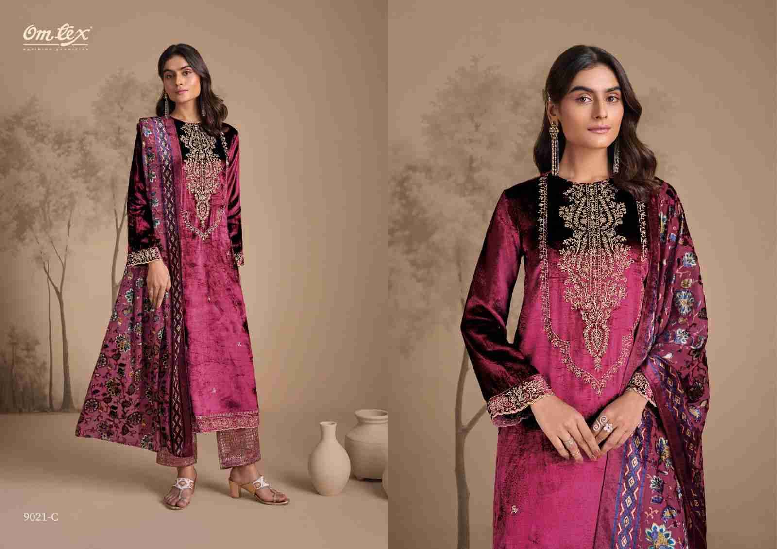 Ritha Vol-33 By Om Tex 9021-A To 9021-D Series Beautiful Festive Suits Colorful Stylish Fancy Casual Wear & Ethnic Wear Viscose Velvet Dresses At Wholesale Price