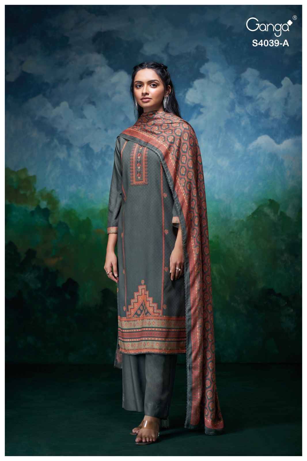 Anara-4039 By Ganga Fashion 4039-A To 4039-D Series Beautiful Festive Suits Stylish Colorful Fancy Casual Wear & Ethnic Wear Pure Pashmina Print Dresses At Wholesale Price