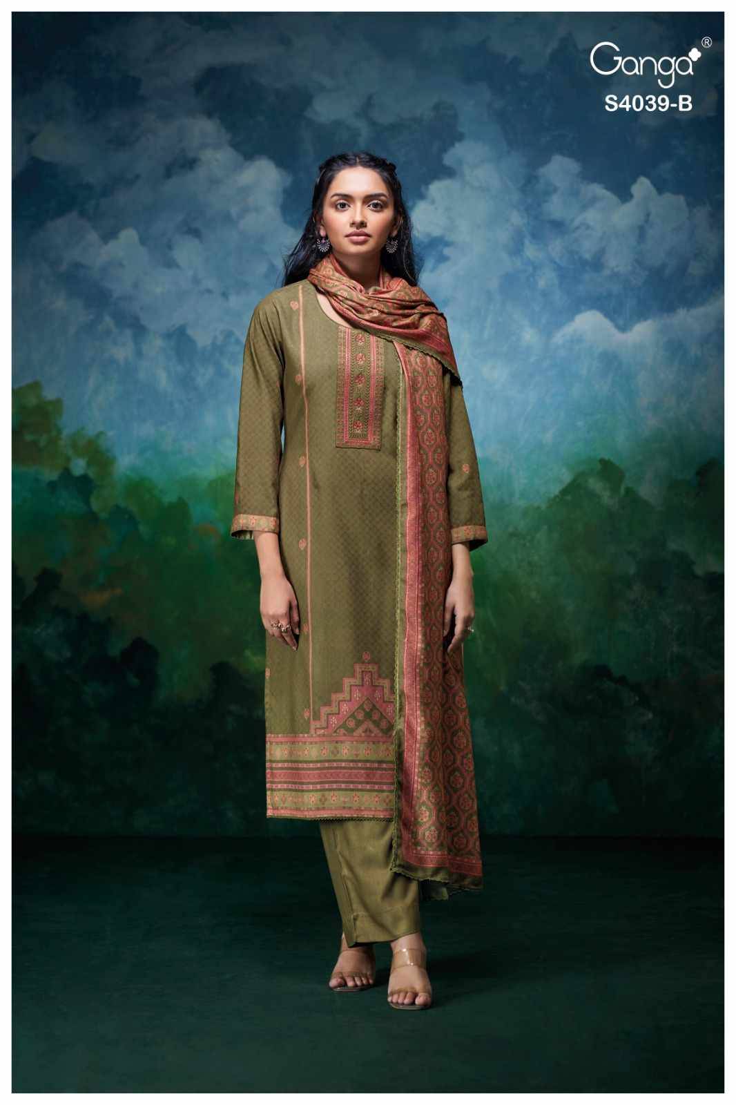 Anara-4039 By Ganga Fashion 4039-A To 4039-D Series Beautiful Festive Suits Stylish Colorful Fancy Casual Wear & Ethnic Wear Pure Pashmina Print Dresses At Wholesale Price