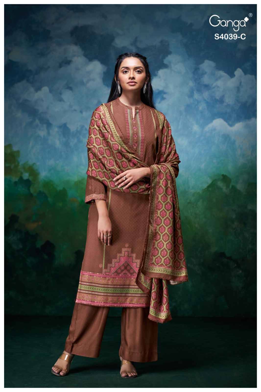Anara-4039 By Ganga Fashion 4039-A To 4039-D Series Beautiful Festive Suits Stylish Colorful Fancy Casual Wear & Ethnic Wear Pure Pashmina Print Dresses At Wholesale Price
