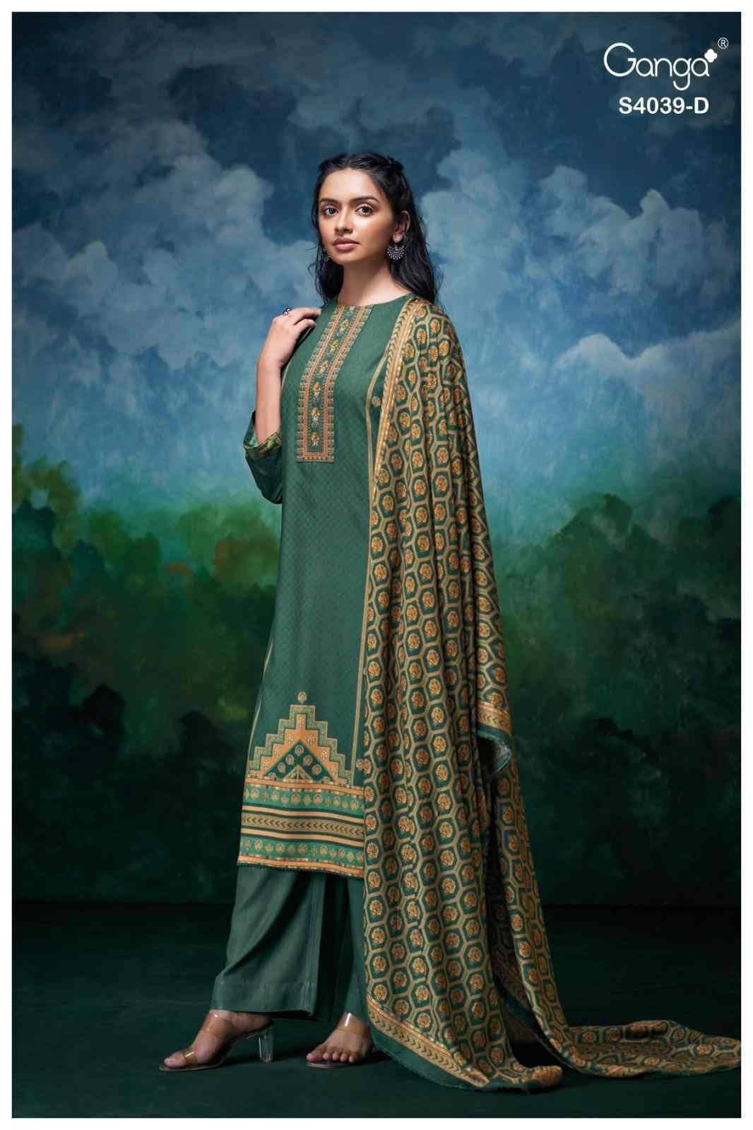 Anara-4039 By Ganga Fashion 4039-A To 4039-D Series Beautiful Festive Suits Stylish Colorful Fancy Casual Wear & Ethnic Wear Pure Pashmina Print Dresses At Wholesale Price